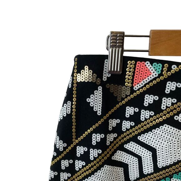 Express Beaded Aztec Mini Skirt Size S/P - Picture 5 of 7